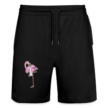 Flamingo Chess Piece King Chess - Stanley/Stella Trainer Unisex Organic Jogging Shorts - black - Front - Nik (191cm) & Marisol (170cm)