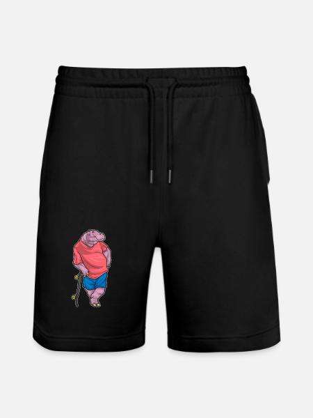Hippopotamus Skater Skateboard - Stanley/Stella Trainer Unisex Organic Jogging Shorts - black
