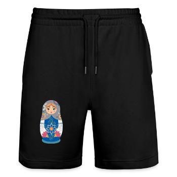 Matreshka / Matroshka / Matryoshka / Matryoshka - Stanley/Stella Trainer Unisex Organic Jogging Shorts - black - Front - Nik (191cm) & Marisol (170cm)