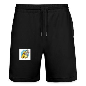 Laughing frog with money rain - Stanley/Stella Trainer Unisex Organic Jogging Shorts - black - Front - Nik (191cm) & Marisol (170cm)