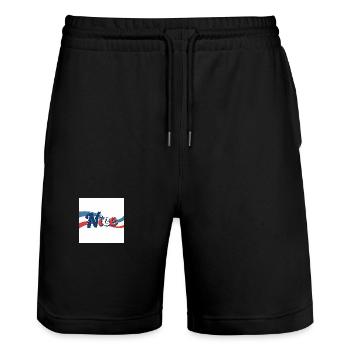 Nice like Nice - Stanley/Stella Trainer Unisex Organic Jogging Shorts - black - Front - Nik (191cm) & Marisol (170cm)