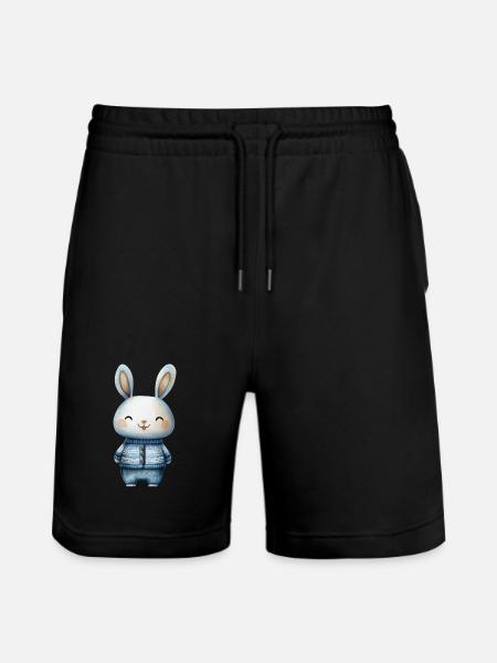 Adorable Little Rabbit – Illustration Tenderness - Stanley/Stella Trainer Unisex Organic Jogging Shorts - black