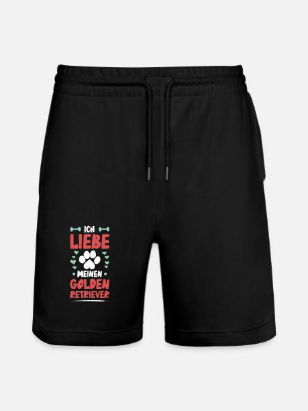 I love my golden retriever - Stanley/Stella Trainer Unisex Organic Jogging Shorts - black