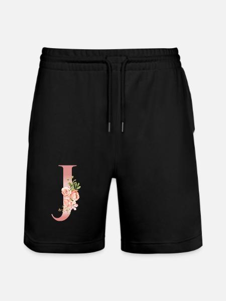 Monogramm J Blumen-Aquarell - Stanley/Stella Unisex Bio Joggingshorts Trainer  - Schwarz