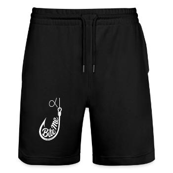 Bite Me Hook Grafik-Tee - Stanley/Stella Unisex Bio Joggingshorts Trainer  - Schwarz - Vorne - Nik (191cm) & Marisol (170cm)