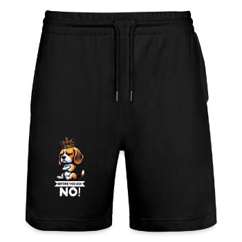 Before You Ask Beagle Beaglebesitzer Beaglehalter - Stanley/Stella Unisex Bio Joggingshorts Trainer  - Schwarz - Vorne - Nik (191cm) & Marisol (170cm)