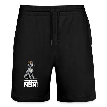 Before you ask Great Dane Great Dane owner - Stanley/Stella Trainer Unisex Organic Jogging Shorts - black - Front - Nik (191cm) & Marisol (170cm)