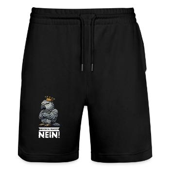 Avant que vous ne demandiez : pas de perroquet gris d’Afrique, perroquet, perroquet, perroquet, perroquet - Short de jogging bio TRAINER Stanley/Stella unisexe - noir - Devant - Nik (191cm) & Marisol (170cm)