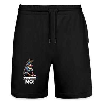 Before You Ask American Bully Bully Pit Bullys - Stanley/Stella Trainer Unisex Organic Jogging Shorts - black - Front - Nik (191cm) & Marisol (170cm)
