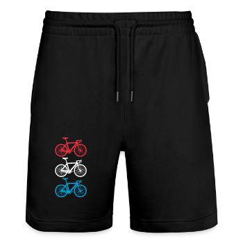 Cycling Luxembourg - Stanley/Stella Trainer Unisex Organic Jogging Shorts - black - Front - Nik (191cm) & Marisol (170cm)