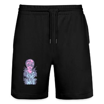 bikerlady - Stanley/Stella Trainer Unisex Organic Jogging Shorts - black - Front - Nik (191cm) & Marisol (170cm)