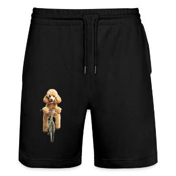 Pudel - Stanley/Stella Unisex Bio Joggingshorts Trainer  - Schwarz - Vorne - Nik (191cm) & Marisol (170cm)