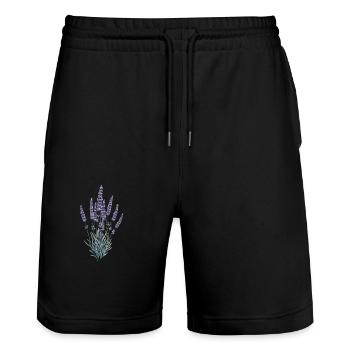 Lavender plant - Realism - Stanley/Stella Trainer Unisex Organic Jogging Shorts - black - Front - Nik (191cm) & Marisol (170cm)