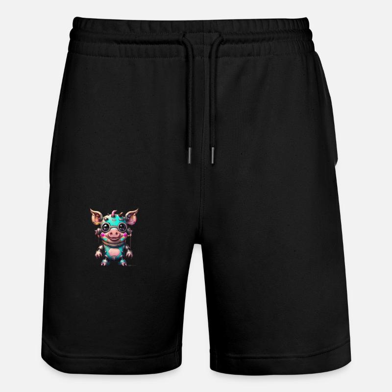Roboter Schwein - Stanley/Stella Unisex Bio Joggingshorts Trainer  - Schwarz