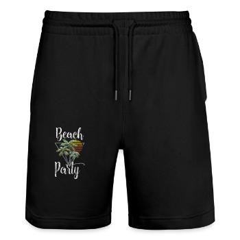 Vacances Palmiers Vacances Surf - Short de jogging bio TRAINER Stanley/Stella unisexe - noir - Devant - Nik (191cm) & Marisol (170cm)