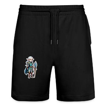 Dungeon Elf Mage - Stanley/Stella Unisex Bio Joggingshorts Trainer  - Schwarz - Vorne - Nik (191cm) & Marisol (170cm)