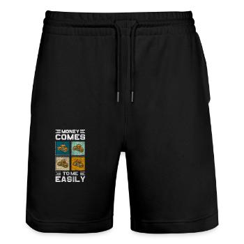 Wealth Prosperity Euro Business - Stanley/Stella Trainer Unisex Organic Jogging Shorts - black - Front - Nik (191cm) & Marisol (170cm)