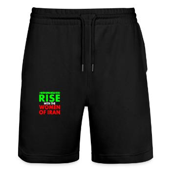 Rise with the women of iran - Stanley/Stella Trainer Unisex Organic Jogging Shorts - black - Front - Nik (191cm) & Marisol (170cm)