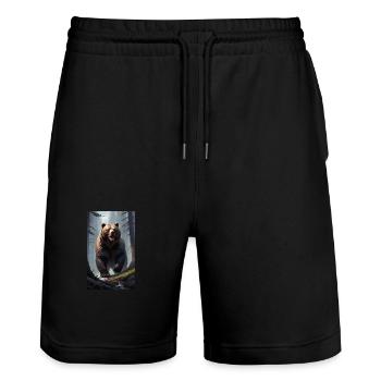 Bear | Brown Bear | Grizzly Bear | Animals - Stanley/Stella Trainer Unisex Organic Jogging Shorts - black - Front - Nik (191cm) & Marisol (170cm)