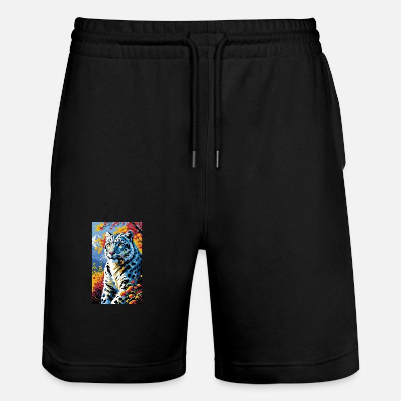Léopard des neiges | Léopard | Prédateur - Short de jogging bio TRAINER Stanley/Stella unisexe - noir