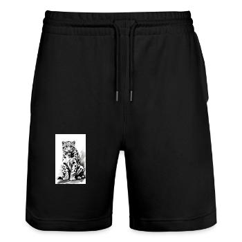 Léopard des neiges | Léopard | Prédateur - Short de jogging bio TRAINER Stanley/Stella unisexe - noir - Devant - Nik (191cm) & Marisol (170cm)