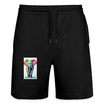Elefant | Wildtier | Afrika | Kindermotive - Stanley/Stella Unisex Bio Joggingshorts Trainer  - Schwarz - Vorne - Nik (191cm) & Marisol (170cm)