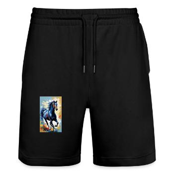 Horse | Horse Riding | Animal | Mount | Colorful - Stanley/Stella Trainer Unisex Organic Jogging Shorts - black - Front - Nik (191cm) & Marisol (170cm)