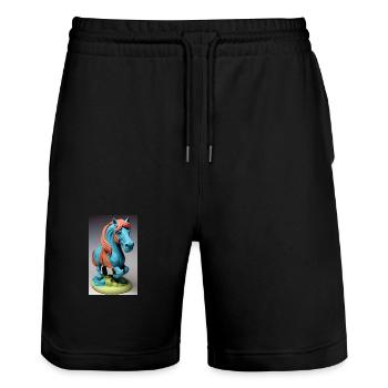 Horse | Horse Riding | Animal | Mount | Colorful - Stanley/Stella Trainer Unisex Organic Jogging Shorts - black - Front - Nik (191cm) & Marisol (170cm)