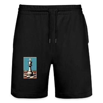 Échecs | Pièce d’échecs | Joueur d’échecs - Short de jogging bio TRAINER Stanley/Stella unisexe - noir - Devant - Nik (191cm) & Marisol (170cm)