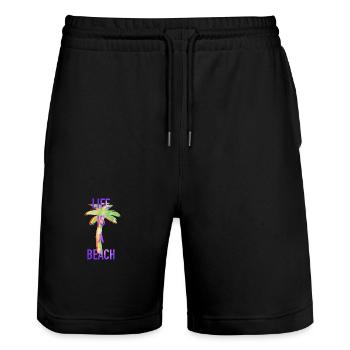 La vie est une plage - Short de jogging bio TRAINER Stanley/Stella unisexe - noir - Devant - Nik (191cm) & Marisol (170cm)