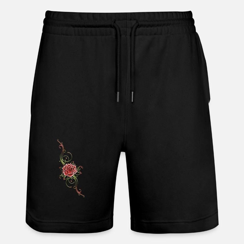 Filigree Tribal with large rose - Stanley/Stella Trainer Unisex Organic Jogging Shorts - black