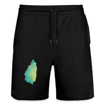 Saint Lucia - Stanley/Stella Trainer Unisex Organic Jogging Shorts - black - Front - Nik (191cm) & Marisol (170cm)