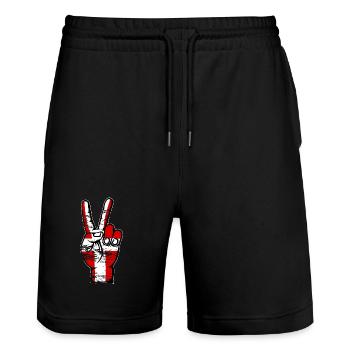 Danemark Drapeau Paix Victoire Symbole utilisé - Short de jogging bio TRAINER Stanley/Stella unisexe - noir - Devant - Nik (191cm) & Marisol (170cm)