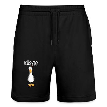 Seagull Holiday Sea Coast North Sea Coast - Stanley/Stella Trainer Unisex Organic Jogging Shorts - black - Front - Nik (191cm) & Marisol (170cm)