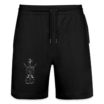 Geige Linienzeichnung - Stanley/Stella Unisex Bio Joggingshorts Trainer  - Schwarz - Vorne - Nik (191cm) & Marisol (170cm)