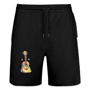 Ukulele Comic Look - Stanley/Stella Unisex Bio Joggingshorts Trainer  - Schwarz - Vorne - Nik (191cm) & Marisol (170cm)