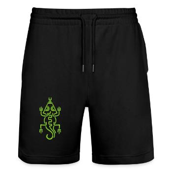 Lézard vert tribal - Short de jogging bio TRAINER Stanley/Stella unisexe - noir - Devant - Nik (191cm) & Marisol (170cm)