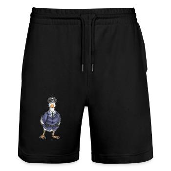 Duck Policeman Police Cap Police - Stanley/Stella Trainer Unisex Organic Jogging Shorts - black - Front - Nik (191cm) & Marisol (170cm)