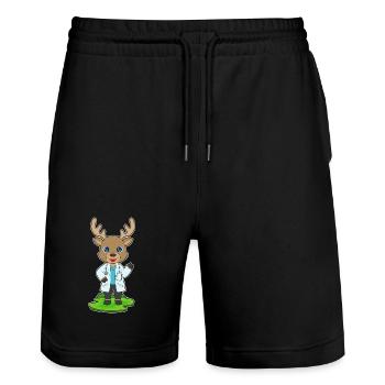 Stéthoscope Reindeer Doctor - Short de jogging bio TRAINER Stanley/Stella unisexe - noir - Devant - Nik (191cm) & Marisol (170cm)