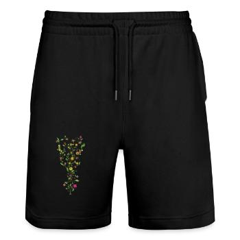 floral guitar - Rooted in nature, played by the so - Stanley/Stella Trainer Unisex Organic Jogging Shorts - black - Front - Nik (191cm) & Marisol (170cm)