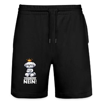 Avant que vous ne demandiez : No Malteser Malteserbesitzer - Short de jogging bio TRAINER Stanley/Stella unisexe - noir - Devant - Nik (191cm) & Marisol (170cm)