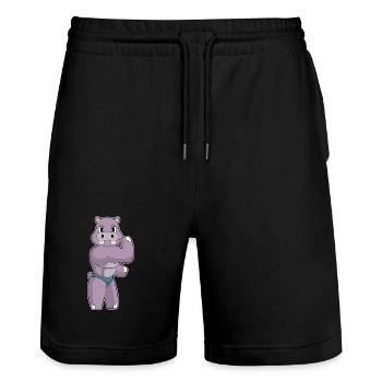 Hippopotame Bodybuilder Sport de culturisme - Short de jogging bio TRAINER Stanley/Stella unisexe - noir - Devant - Nik (191cm) & Marisol (170cm)