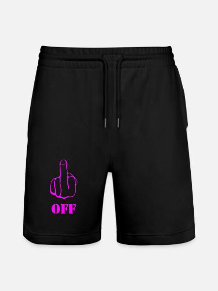 Pink Middlefinger Off. Fuck Off - Stanley/Stella Trainer Unisex Organic Jogging Shorts - black
