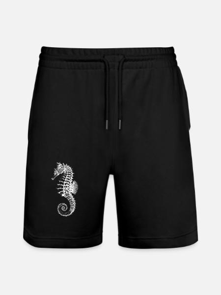 High-Contrast Seahorse Silhouette - Stanley/Stella Trainer Unisex Organic Jogging Shorts - black