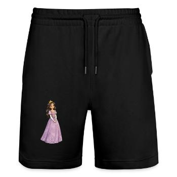 Lila Prinzessin mit Krone - Stanley/Stella Unisex Bio Joggingshorts Trainer  - Schwarz - Vorne - Nik (191cm) & Marisol (170cm)