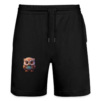 Hibou néon - Short de jogging bio TRAINER Stanley/Stella unisexe - noir - Devant - Nik (191cm) & Marisol (170cm)