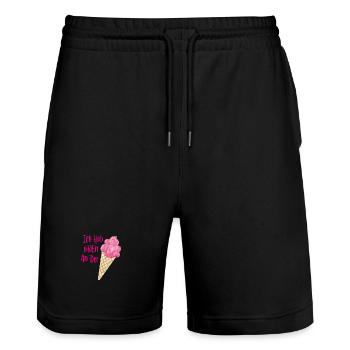 Einen an der Waffel Eis coole lustige Sprüche Fun - Stanley/Stella Unisex Bio Joggingshorts Trainer  - Schwarz - Vorne - Nik (191cm) & Marisol (170cm)