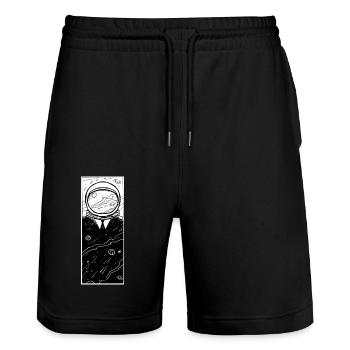 Tee Bro Space Suit - Stanley/Stella Trainer Unisex Organic Jogging Shorts - black - Front - Nik (191cm) & Marisol (170cm)