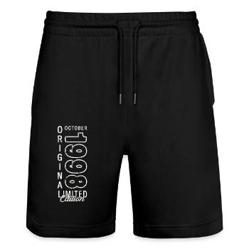 25th Birthday Gift Husband October Vintage 1998 - Stanley/Stella Trainer Unisex Organic Jogging Shorts - black - Front - Nik (191cm) & Marisol (170cm)