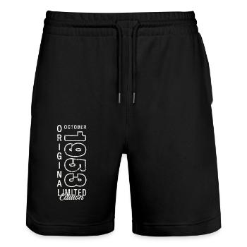 70. Geburtstag Geschenk Mann Oktober Jahrgang 1953 - Stanley/Stella Unisex Bio Joggingshorts Trainer  - Schwarz - Vorne - Nik (191cm) & Marisol (170cm)